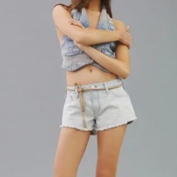 Anthropologie Pilcro Denim Micro Shorts in Sky Blue Light Wash Size 31 - Picture 2 of 16